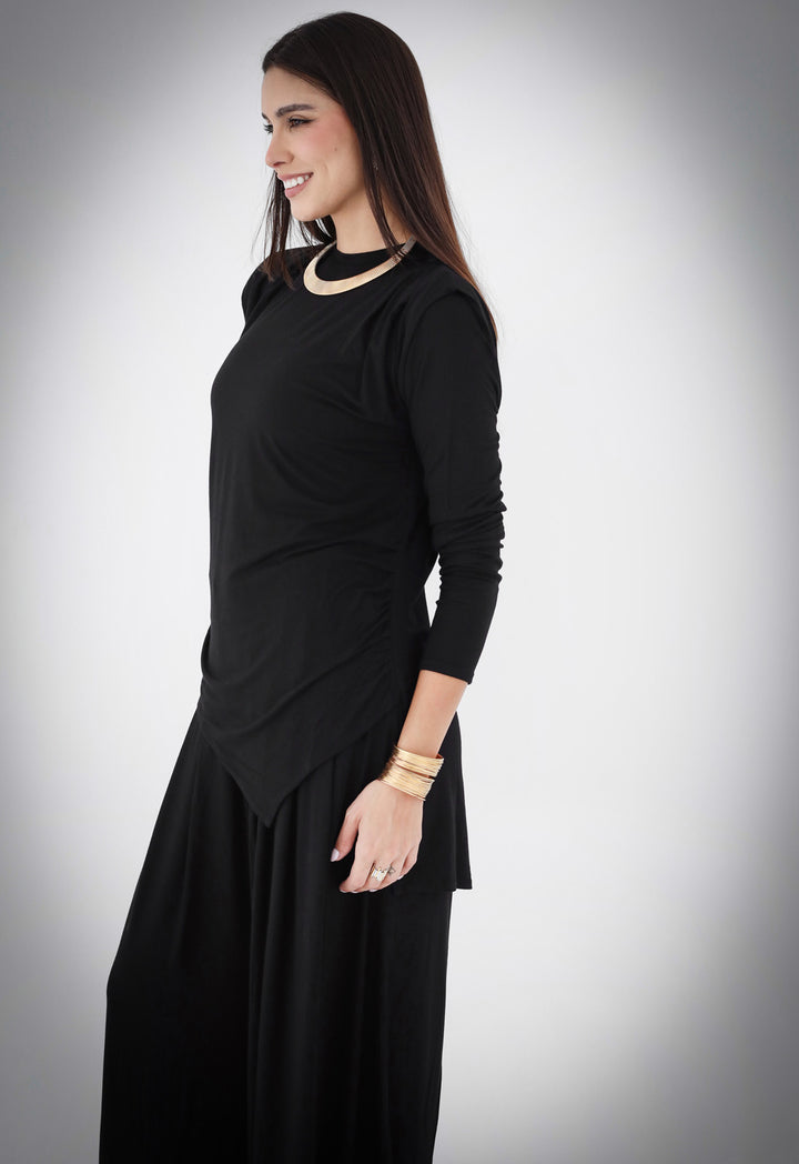 Draped Cotton Set - Black