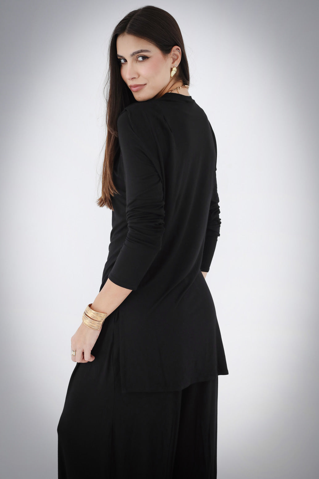 Draped Cotton Set - Black