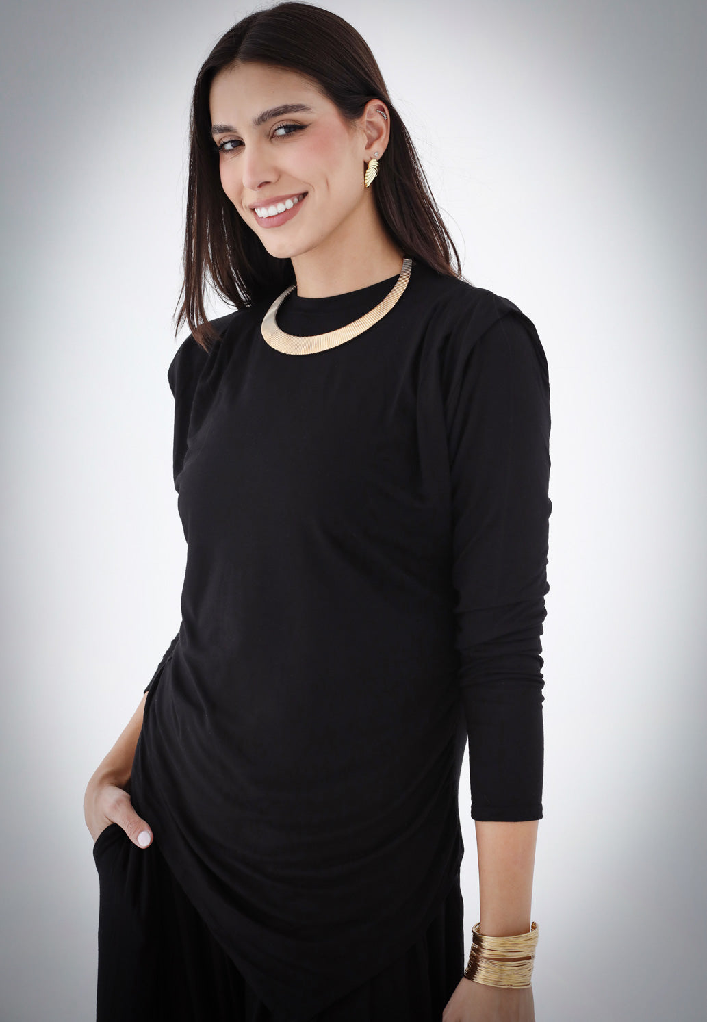 Draped Cotton Set - Black