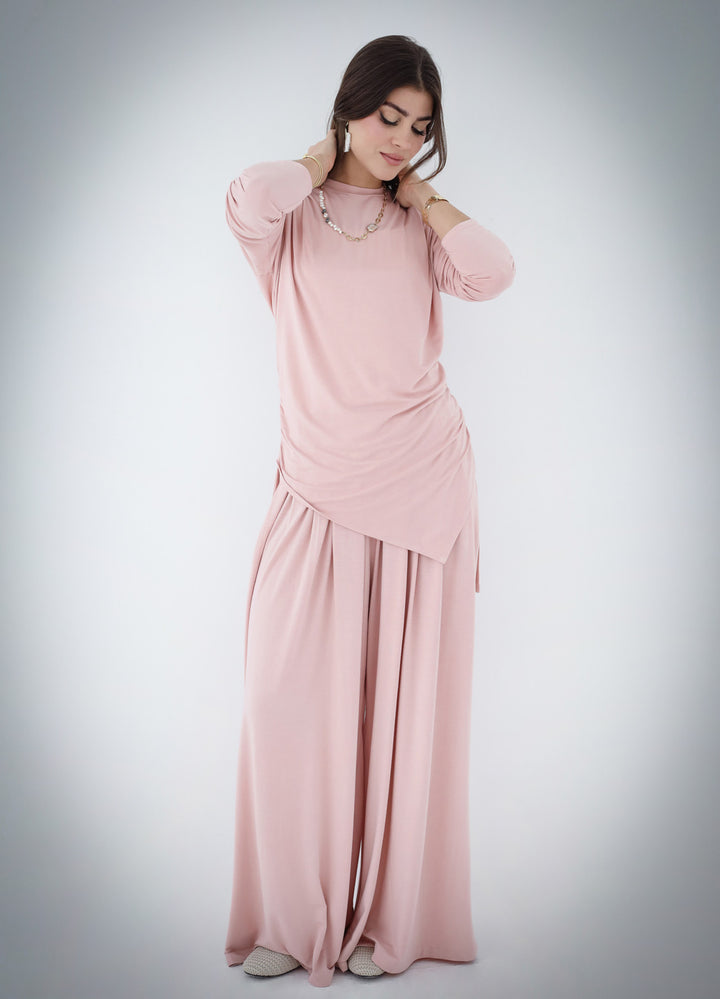 Draped Cotton Set - Baby Pink
