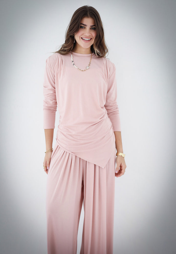 Draped Cotton Set - Baby Pink