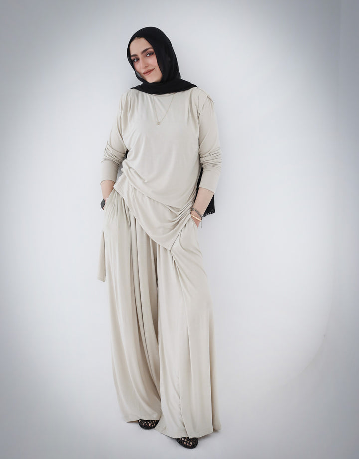 Draped Cotton Set - Beige