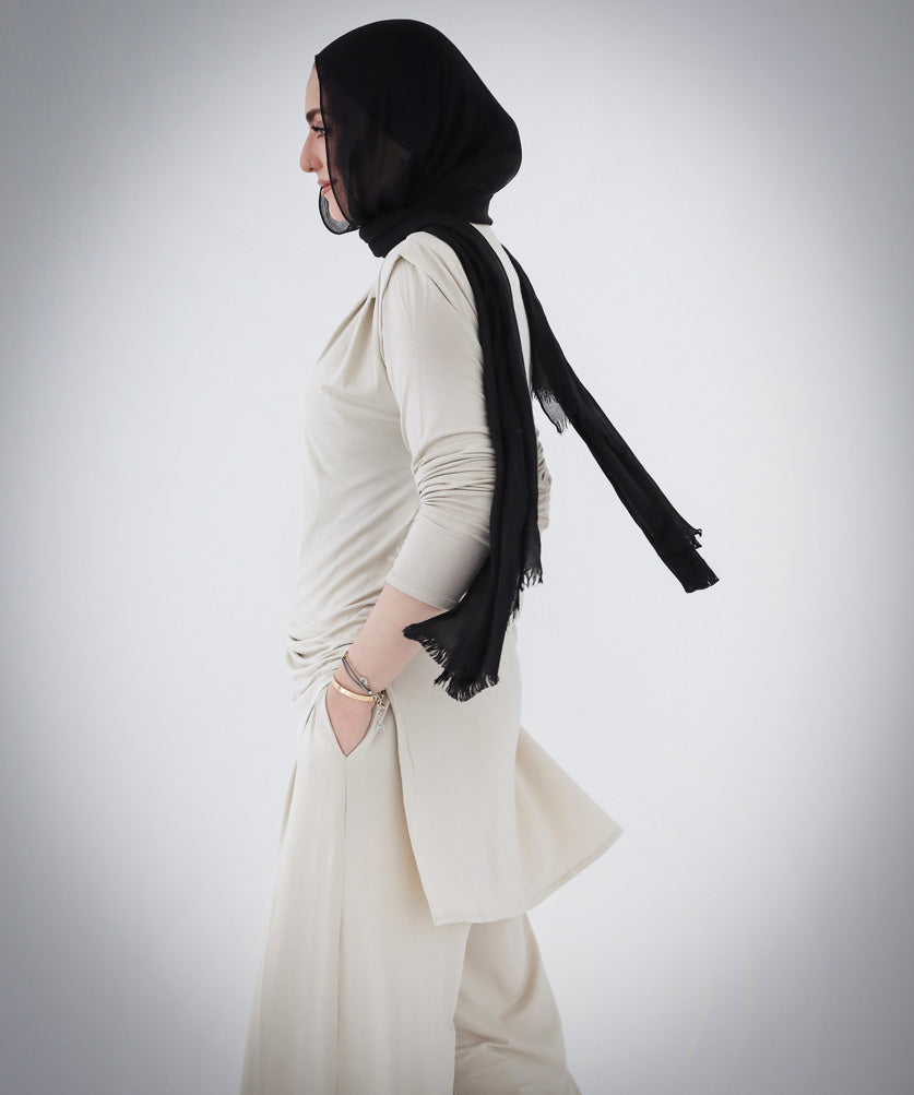 Draped Cotton Set - Beige