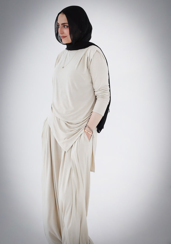 Draped Cotton Set - Beige