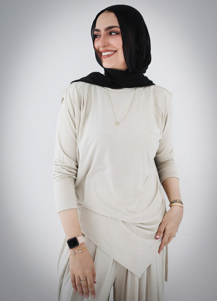 Draped Cotton Set - Beige