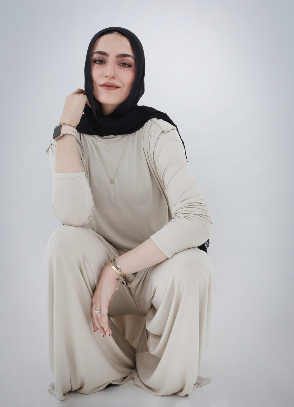 Draped Cotton Set - Beige