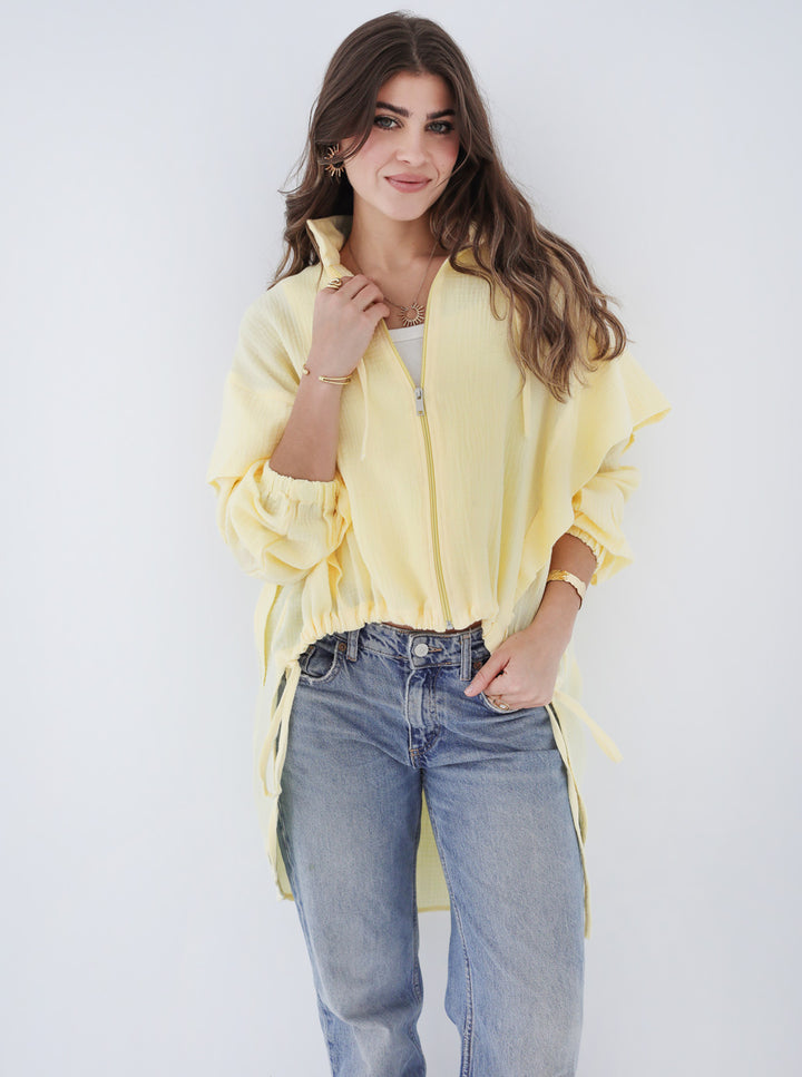 High-low Zipper Shirt  Yellow
