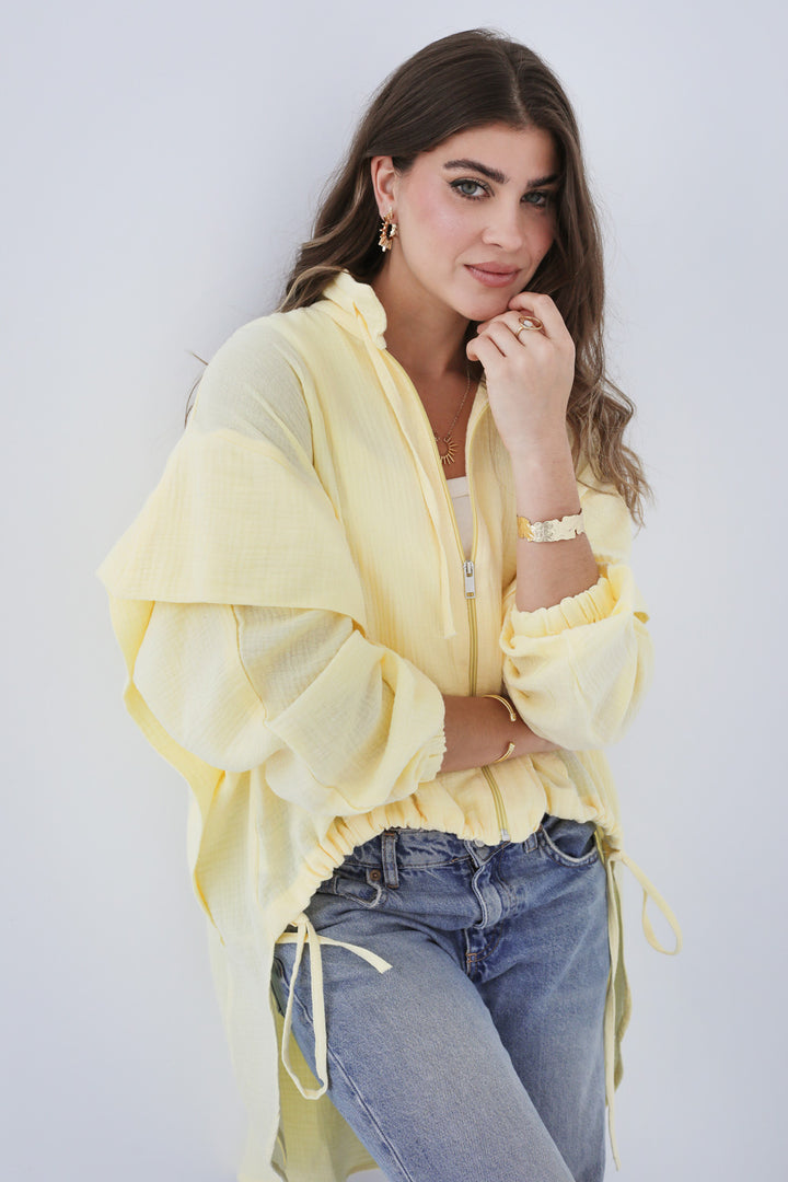 High-low Zipper Shirt  Yellow
