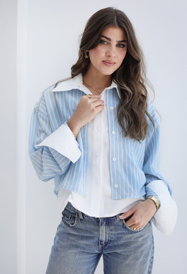 Dual Form Striped Shirt- Baby Blue