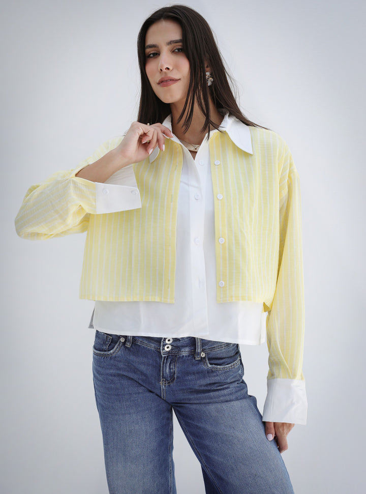 Dual Form Striped Shirt - Yellow