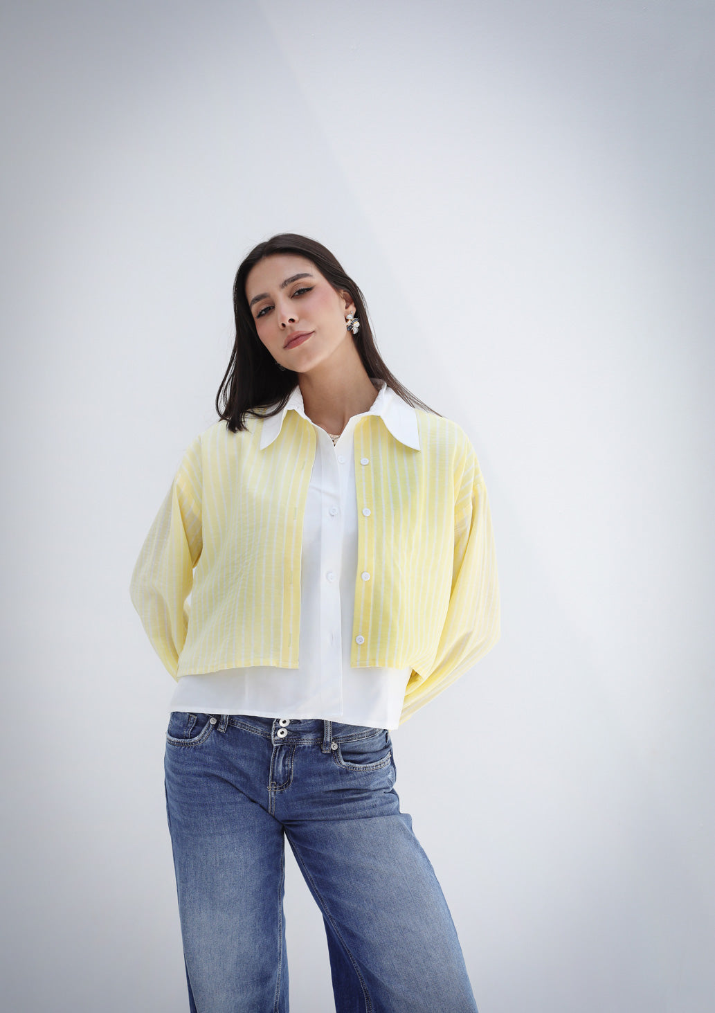 Dual Form Striped Shirt - Yellow
