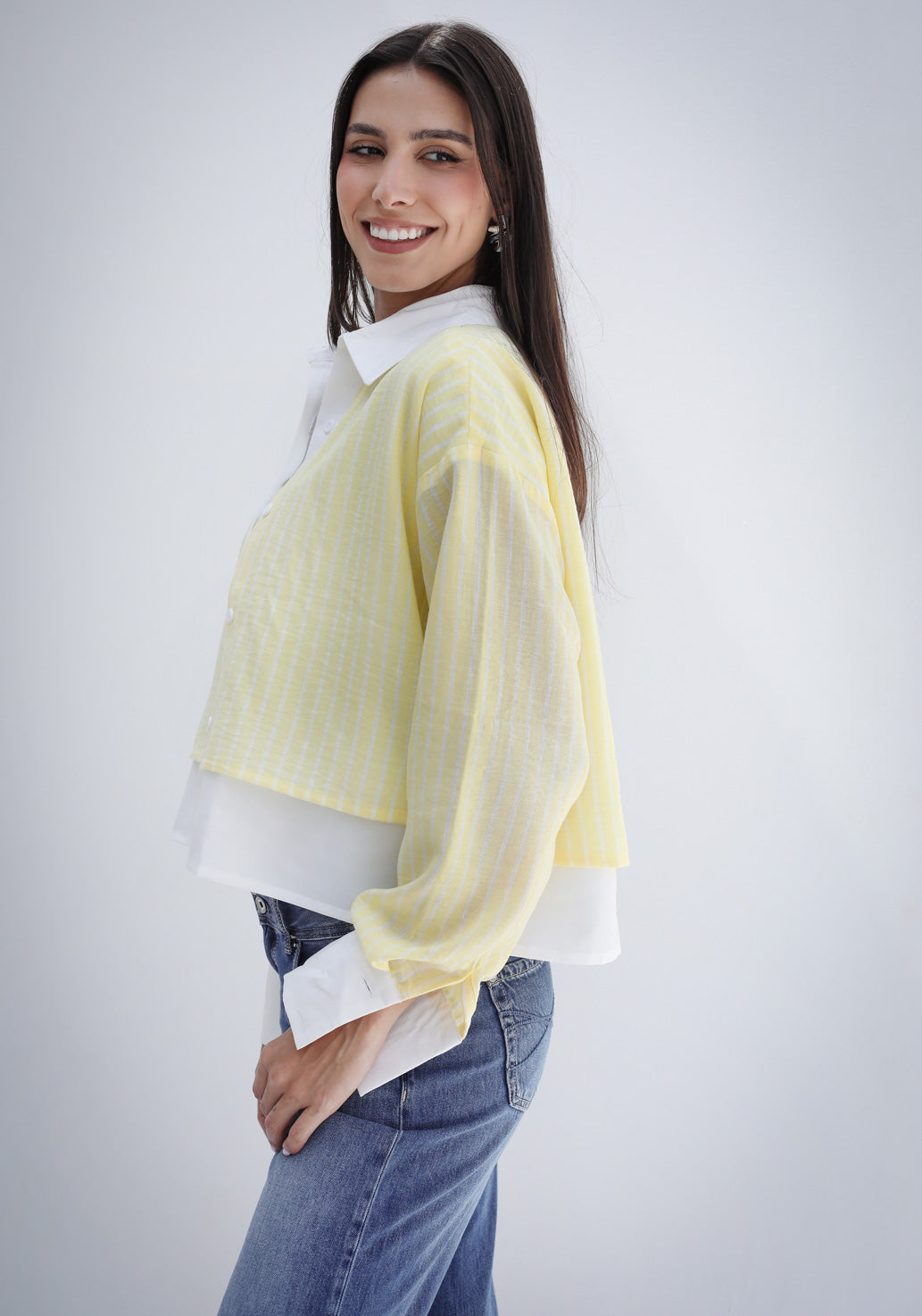 Dual Form Striped Shirt - Yellow