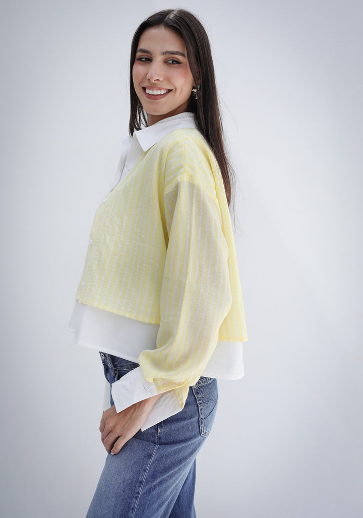 Dual Form Striped Shirt - Yellow