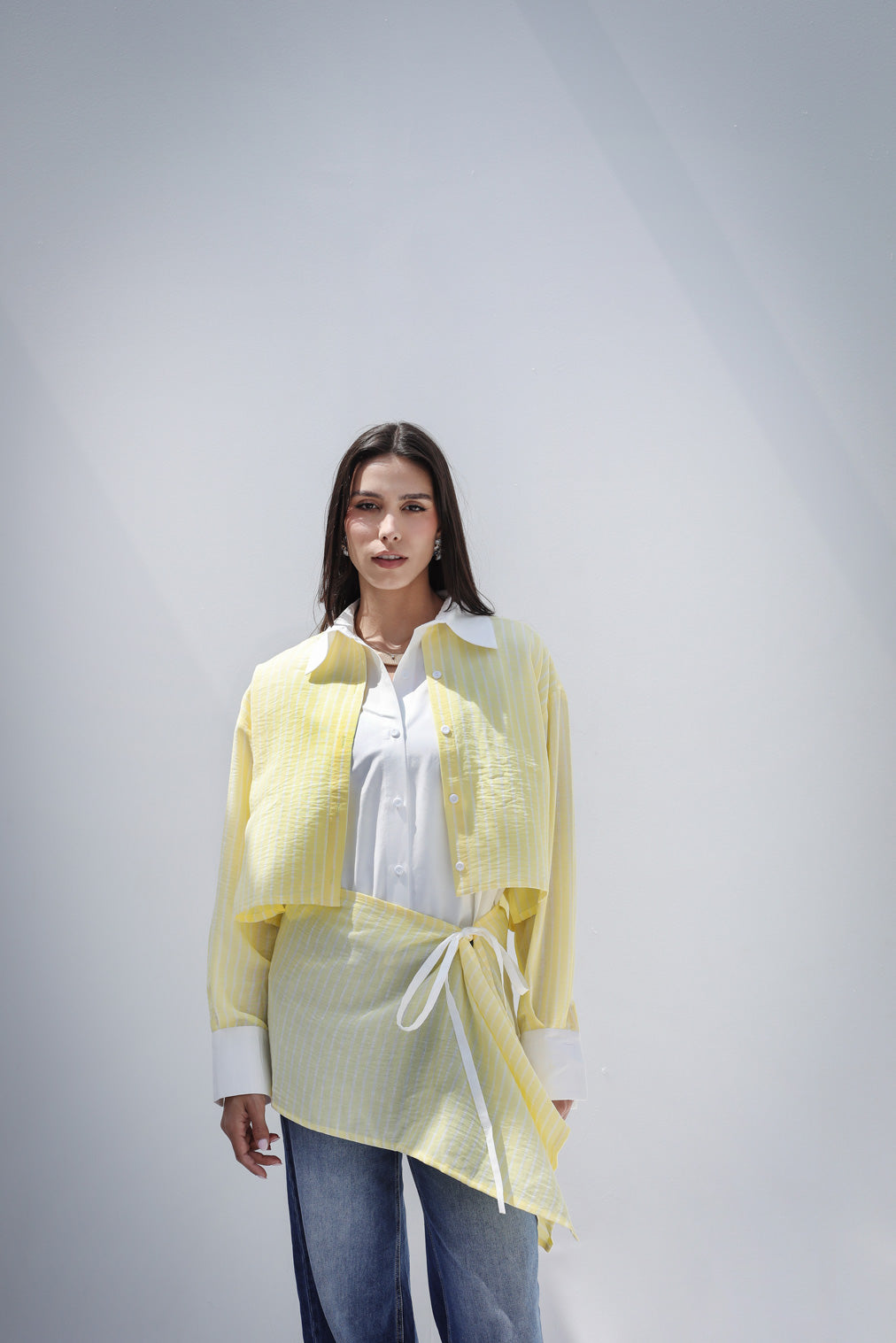 Dual Form Striped Shirt - Yellow