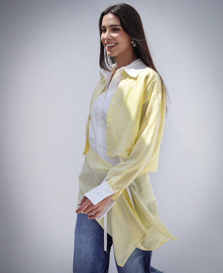 Dual Form Striped Shirt - Yellow