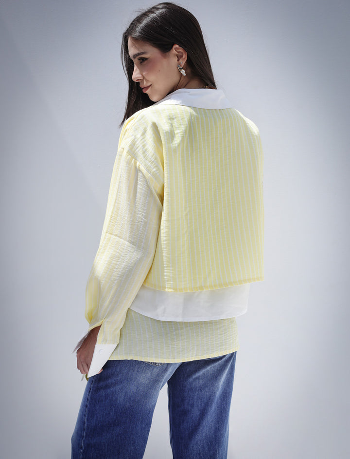 Dual Form Striped Shirt - Yellow