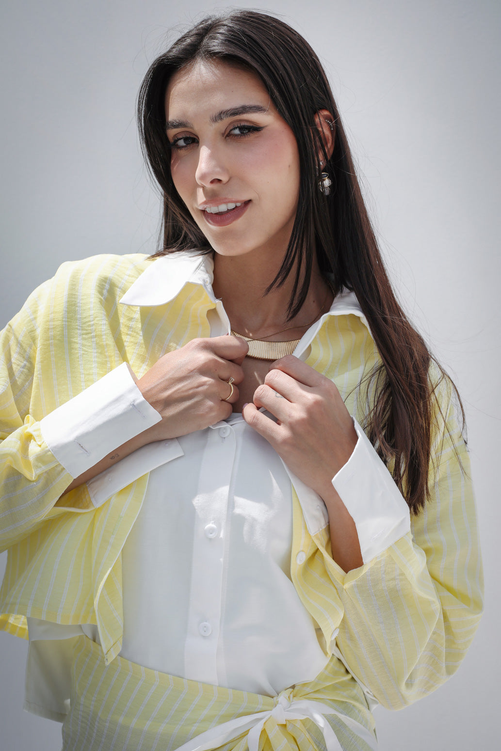 Dual Form Striped Shirt - Yellow