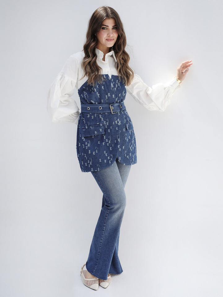 Denim frame corset