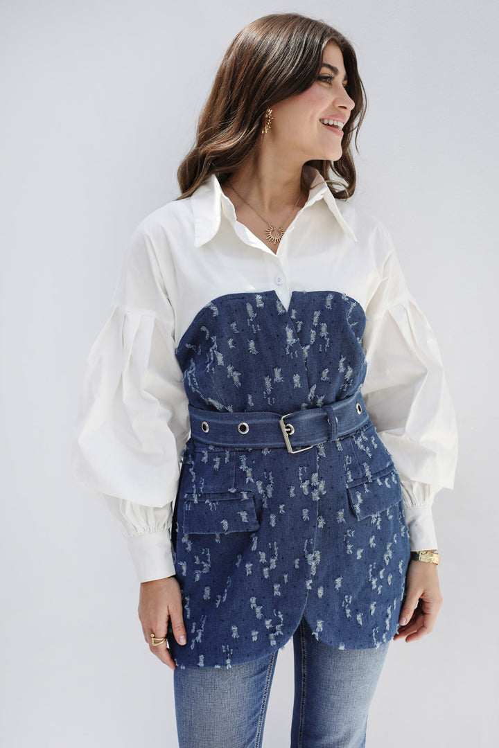 Denim frame corset
