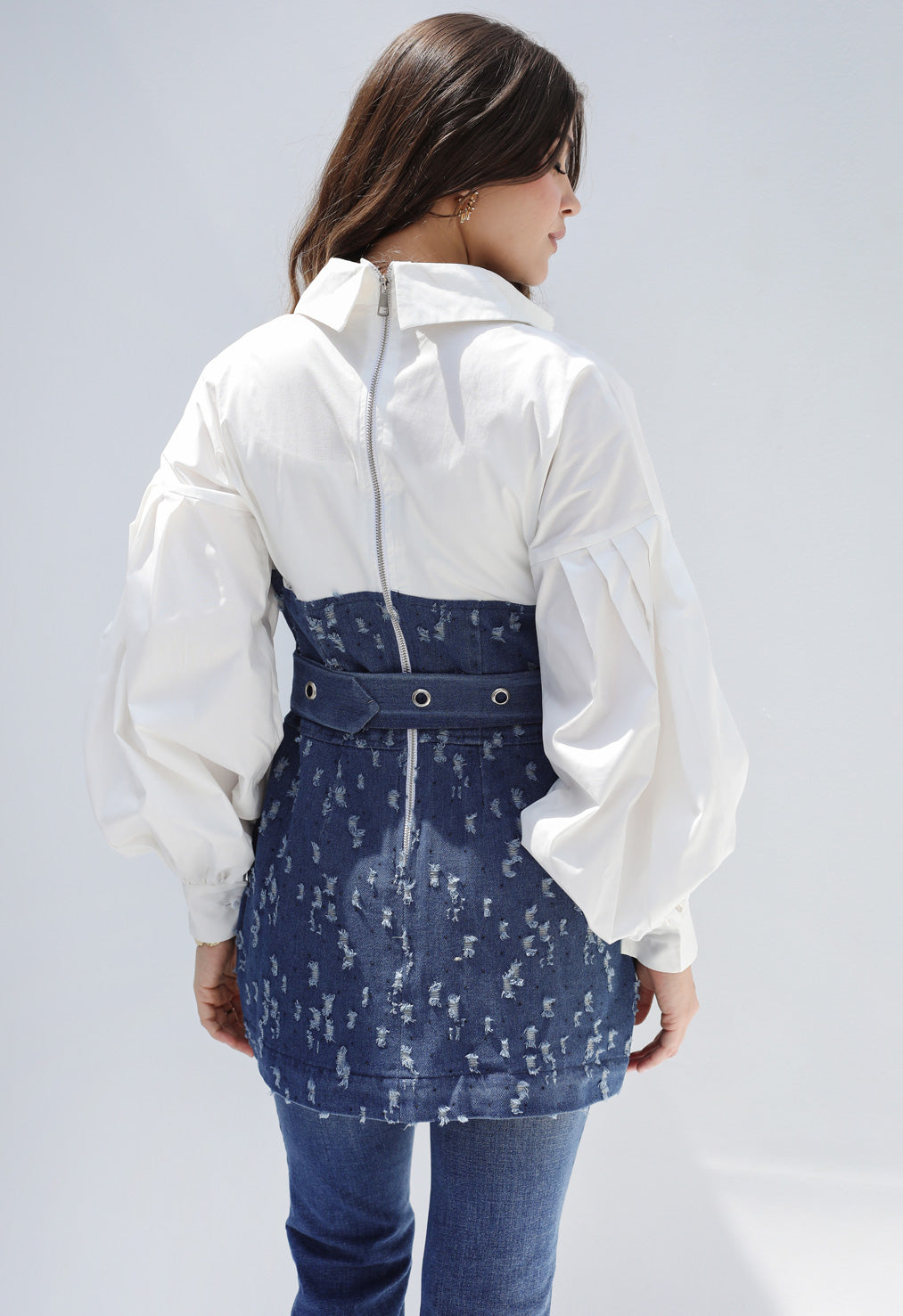 Denim frame corset