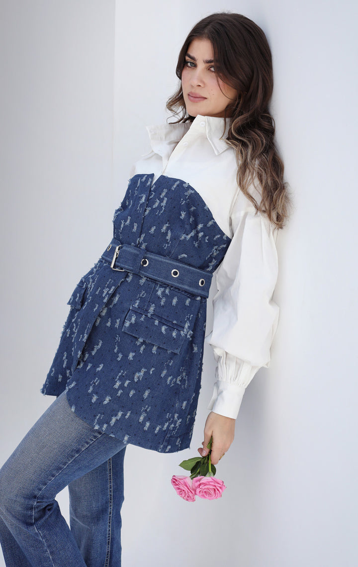 Denim frame corset
