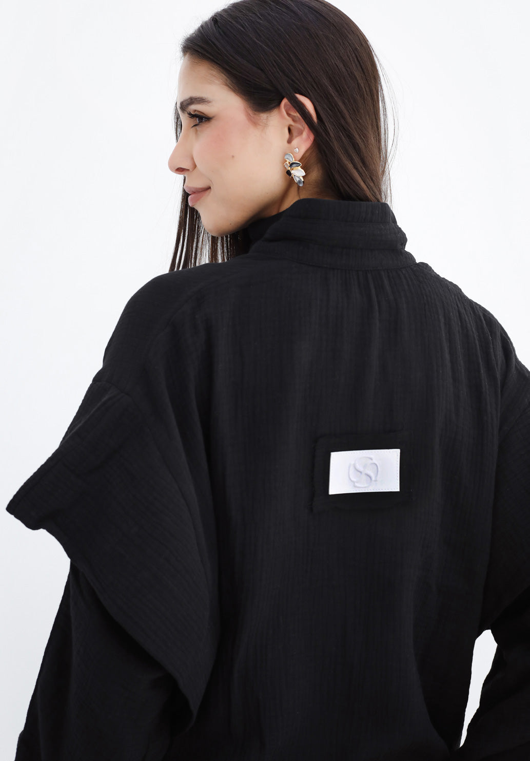 High-low Zipper Shirt - Black