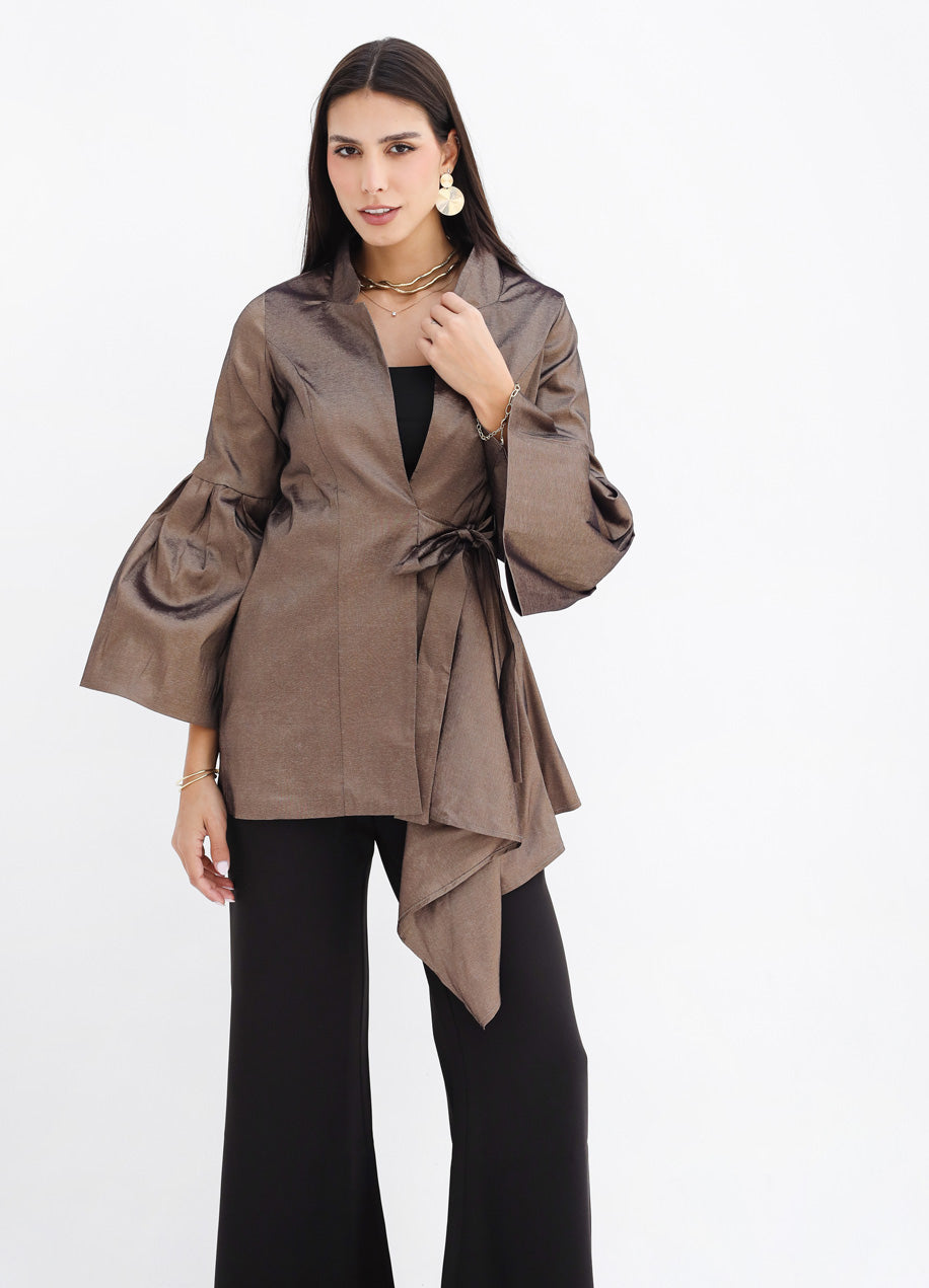 Flowy Draped Jacket - Gold