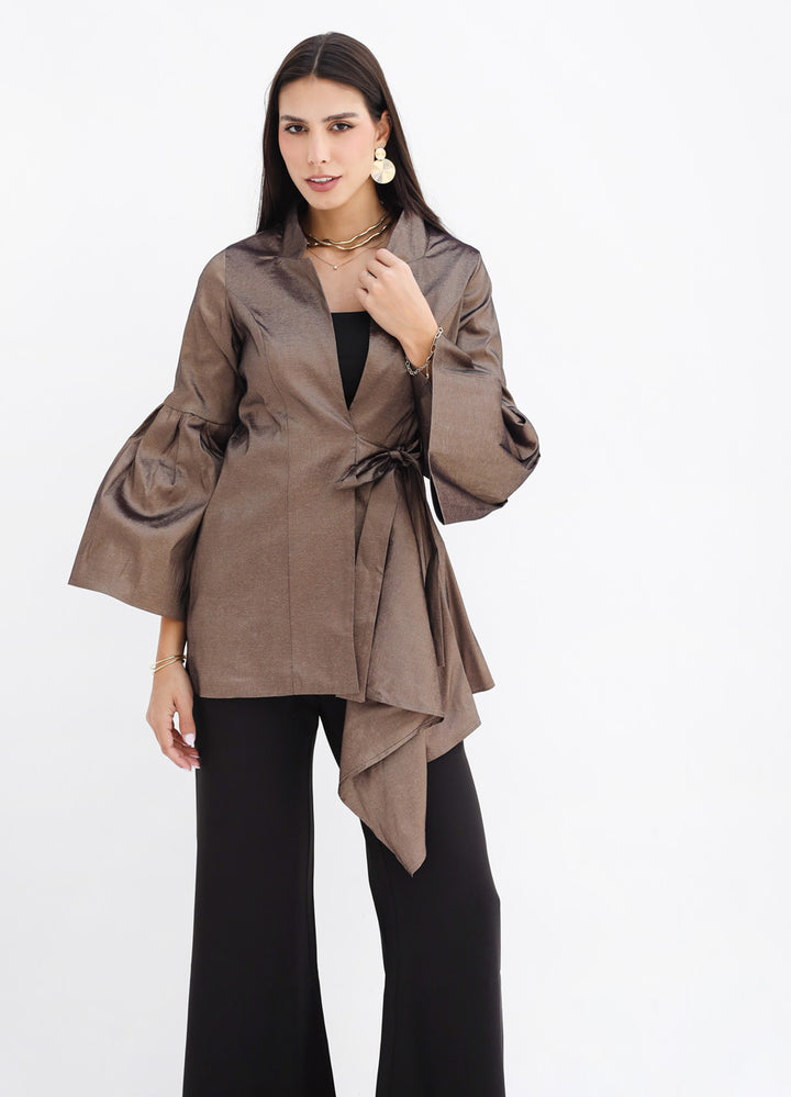 Flowy Draped Jacket - Gold