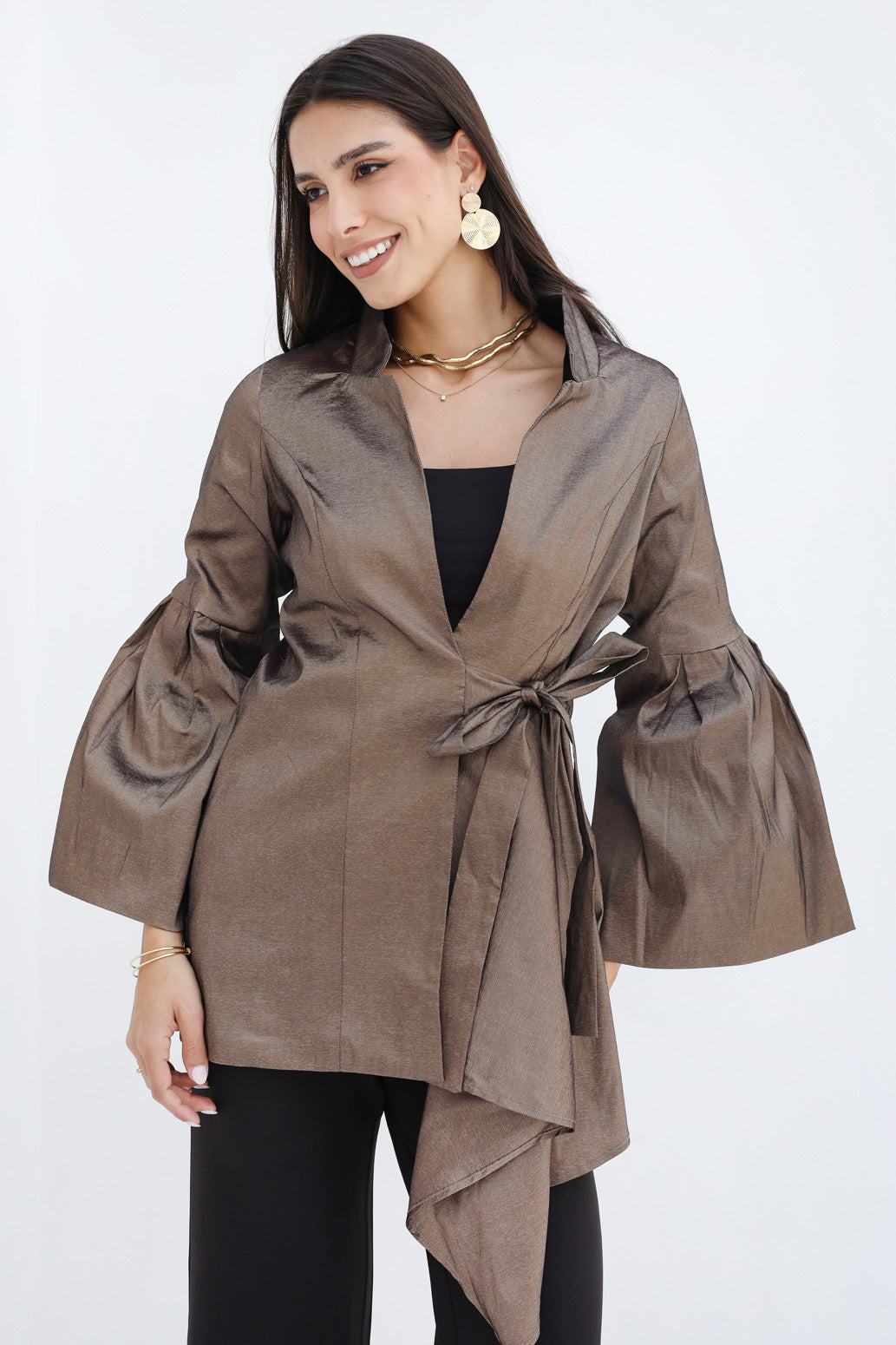 Flowy Draped Jacket - Gold