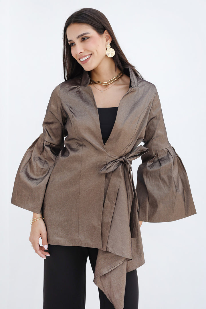 Flowy Draped Jacket - Gold
