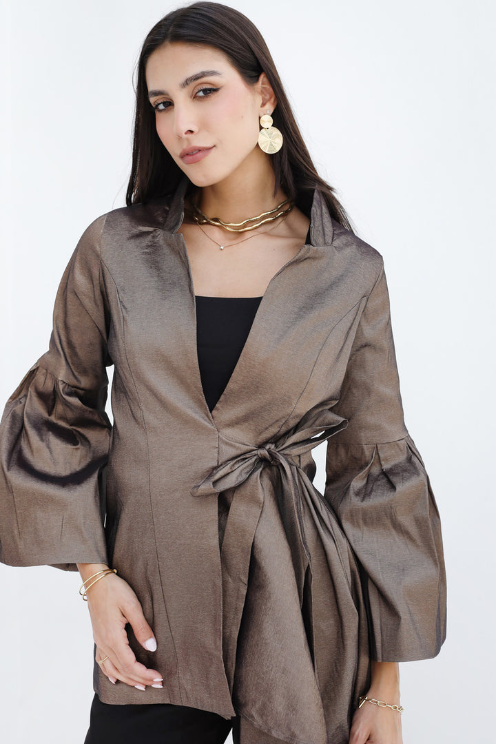 Flowy Draped Jacket - Gold