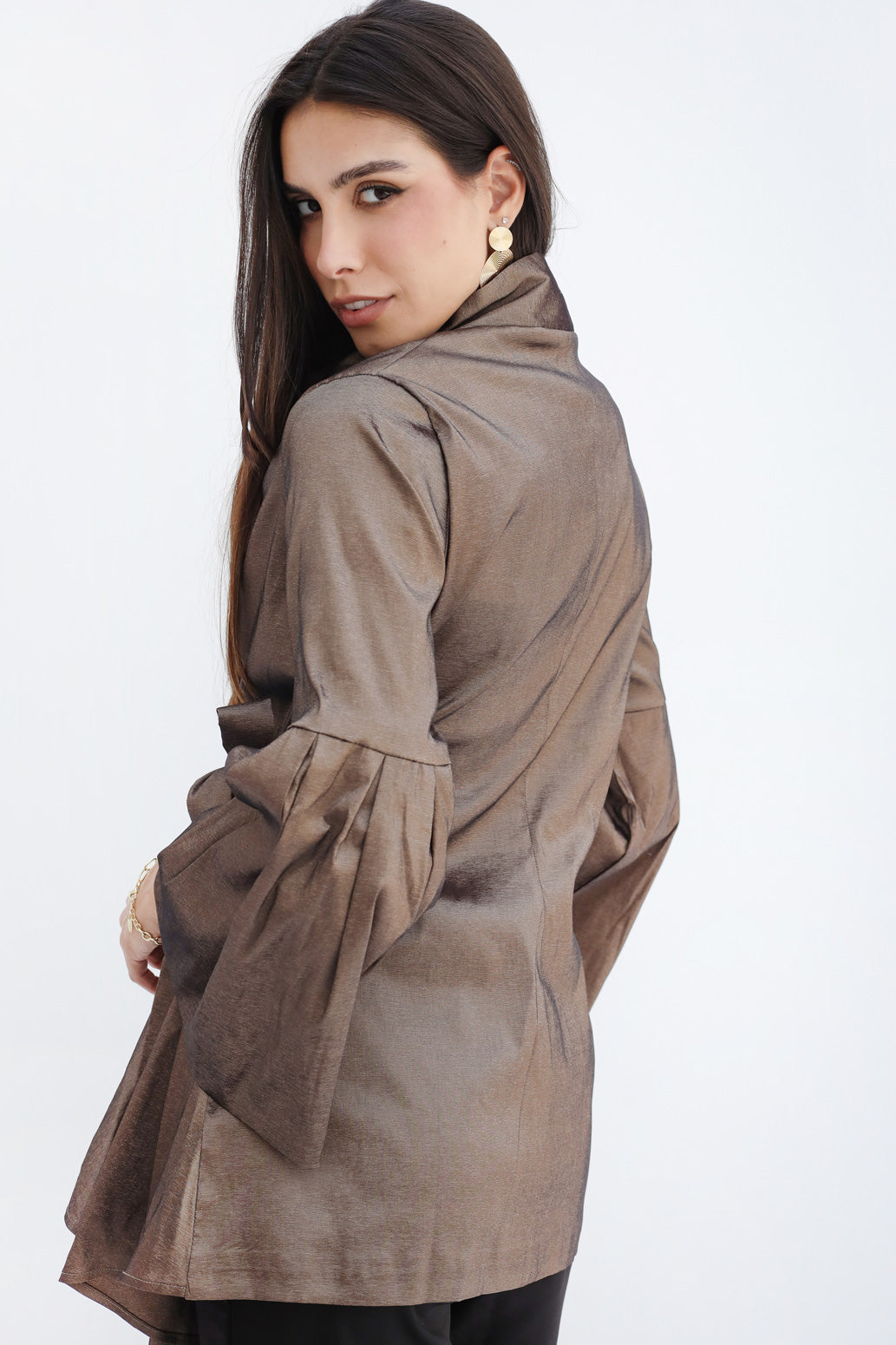 Flowy Draped Jacket - Gold