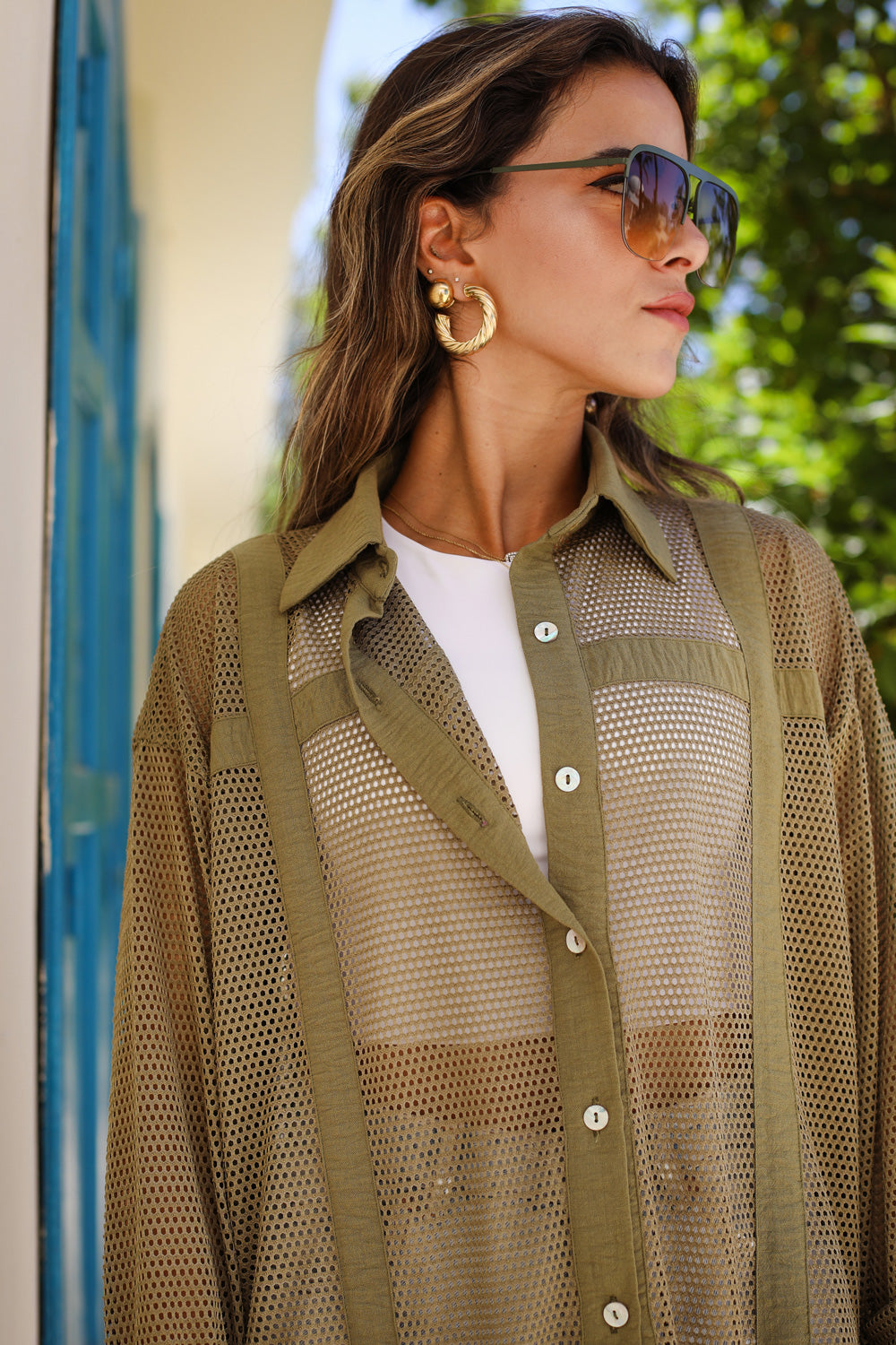 Olive Net Shirt