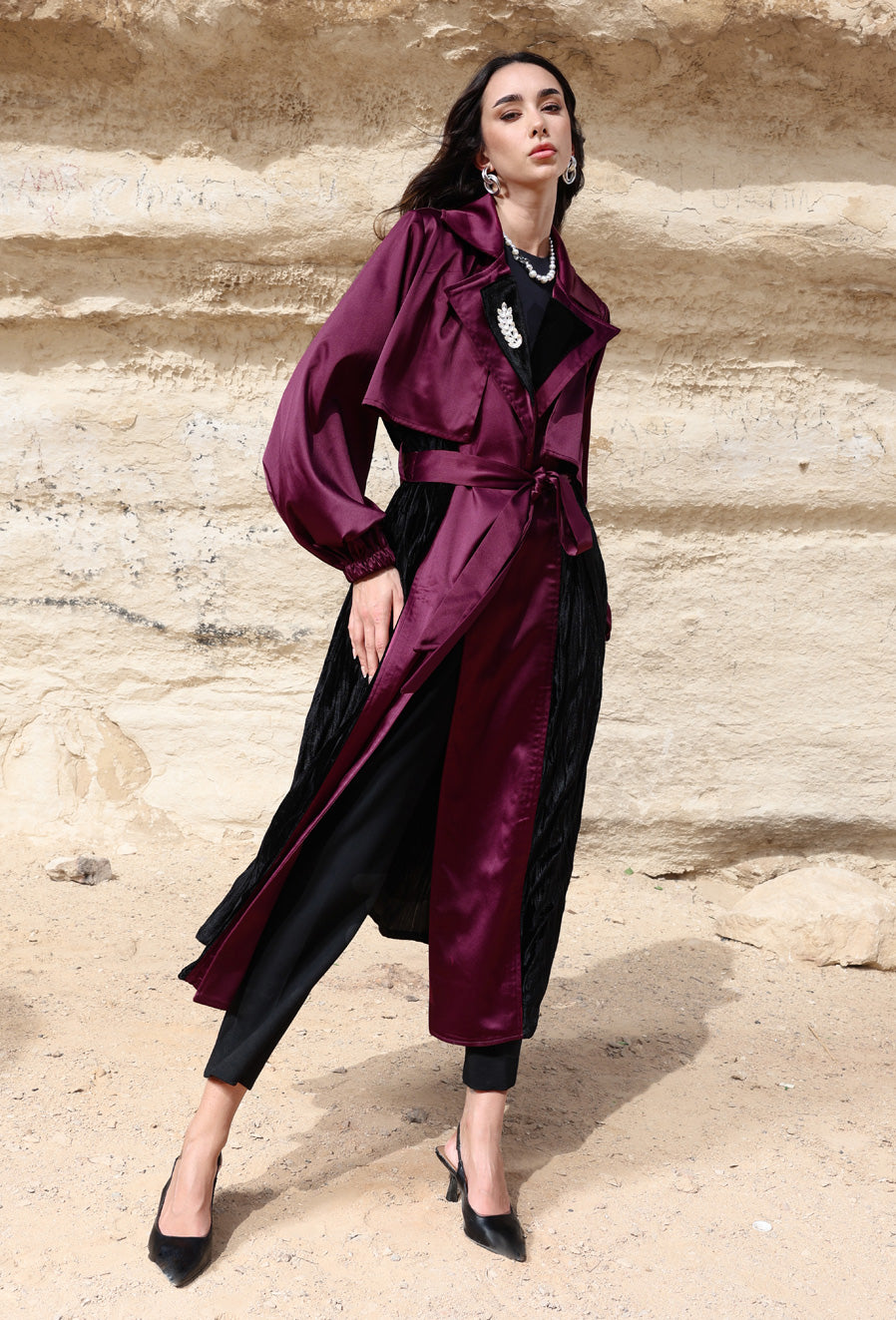 Najm Coat - Burgundy
