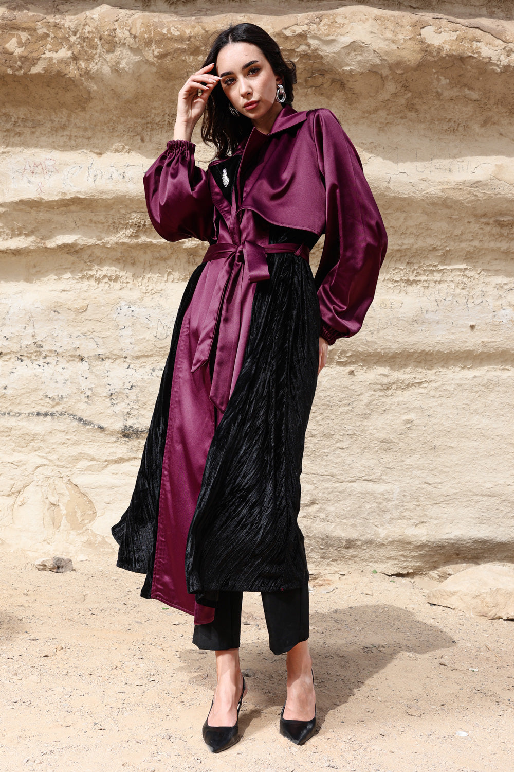 Najm Coat - Burgundy