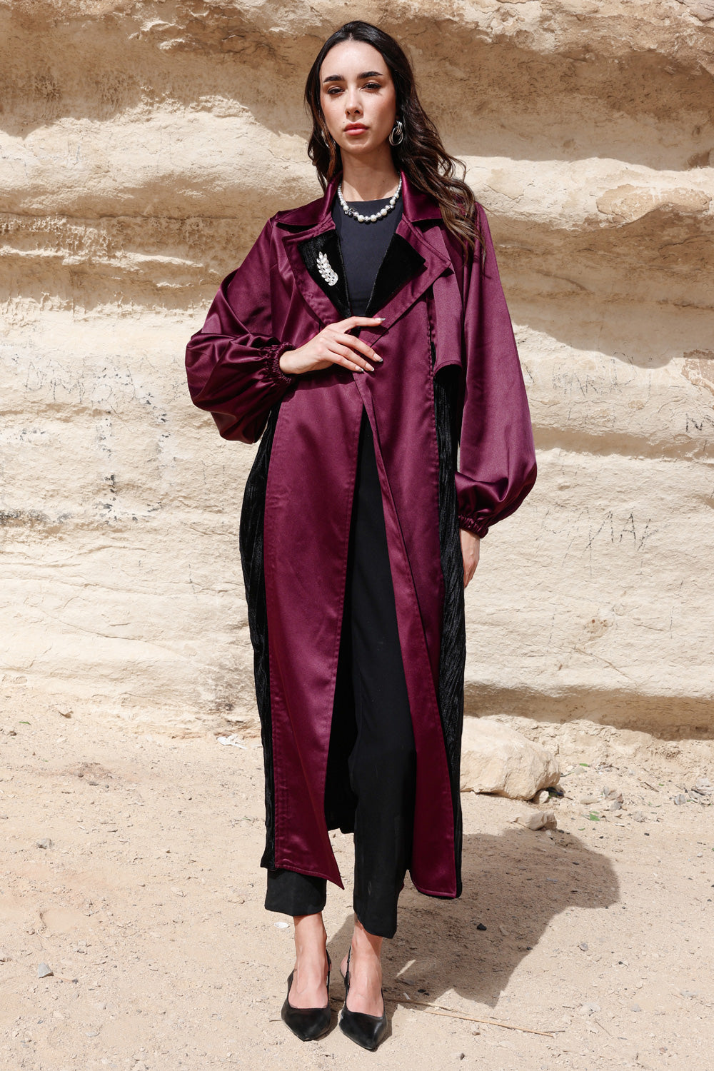 Najm Coat - Burgundy