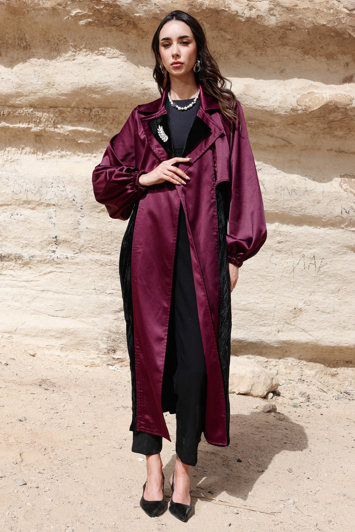 Najm Coat - Burgundy
