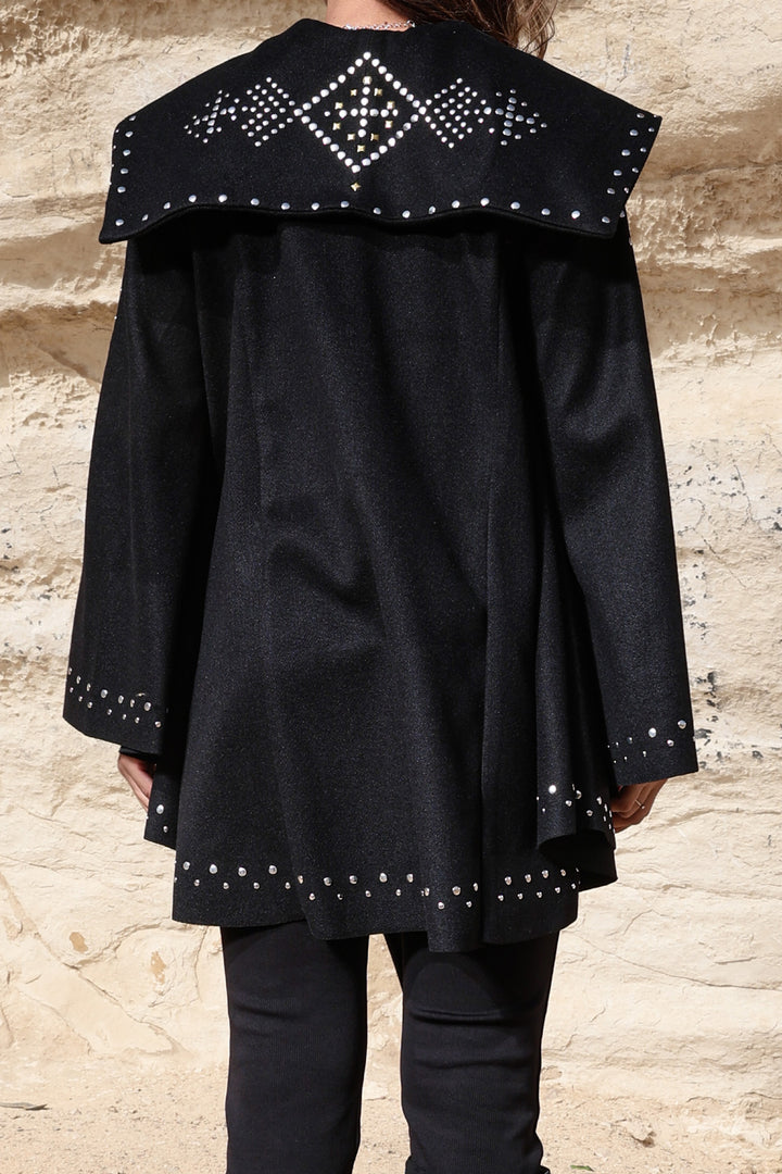 Moon Light Studded Cape - Black