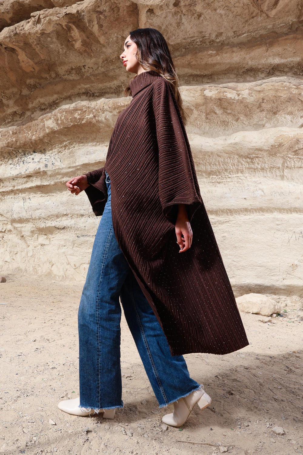 Rhinestones high-low poncho