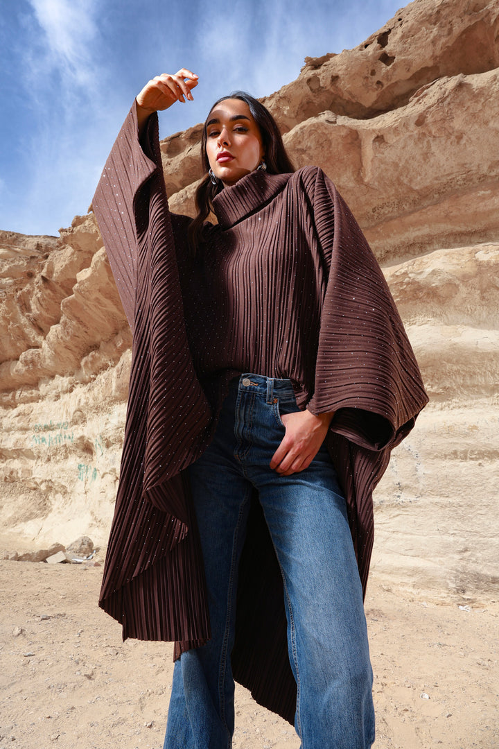 Rhinestones high-low poncho