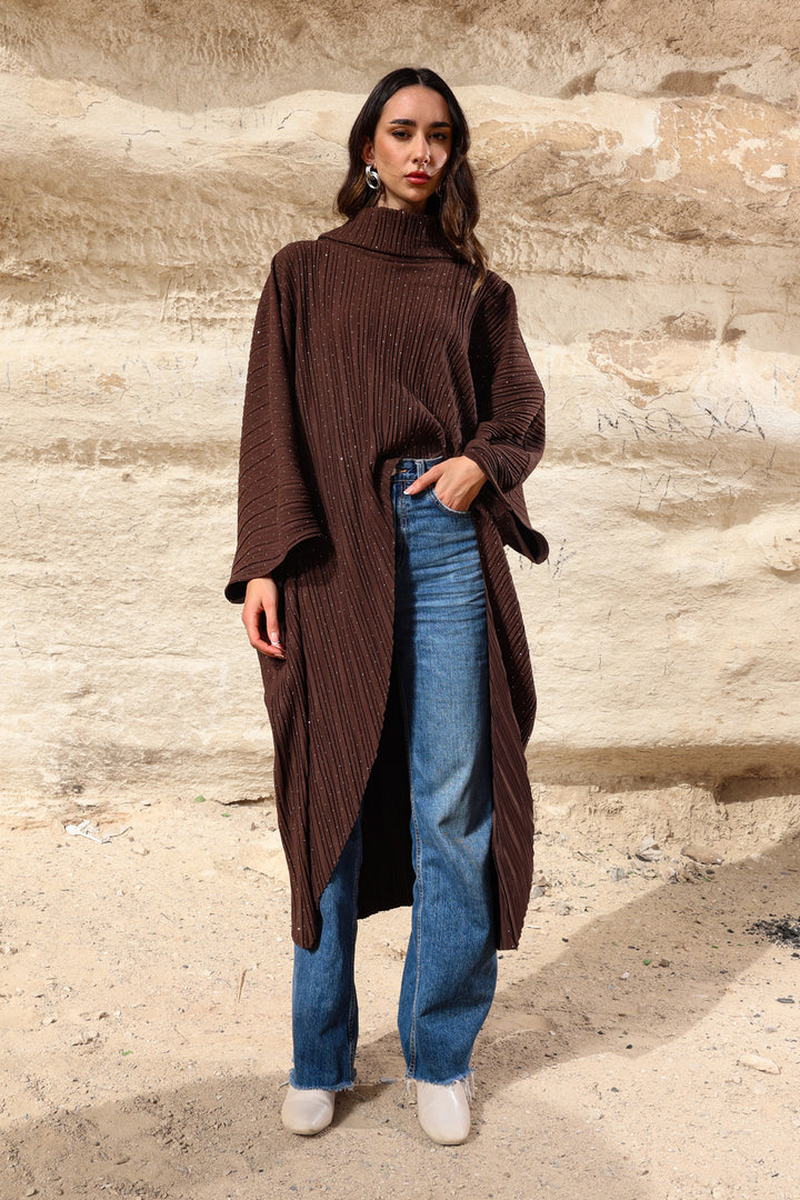 Rhinestones high-low poncho