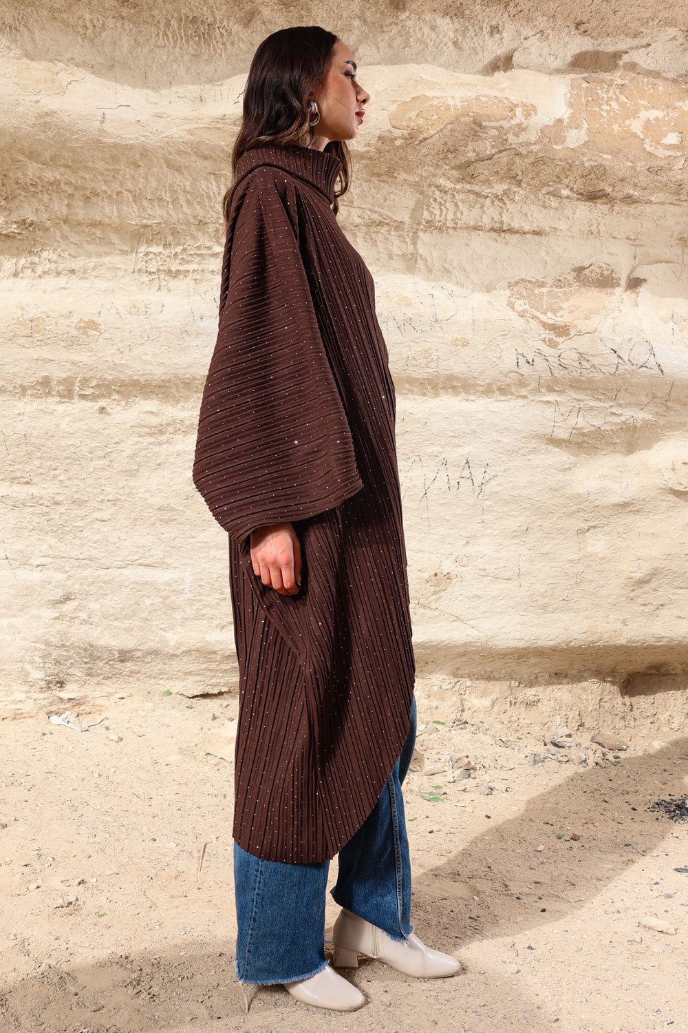 Rhinestones high-low poncho