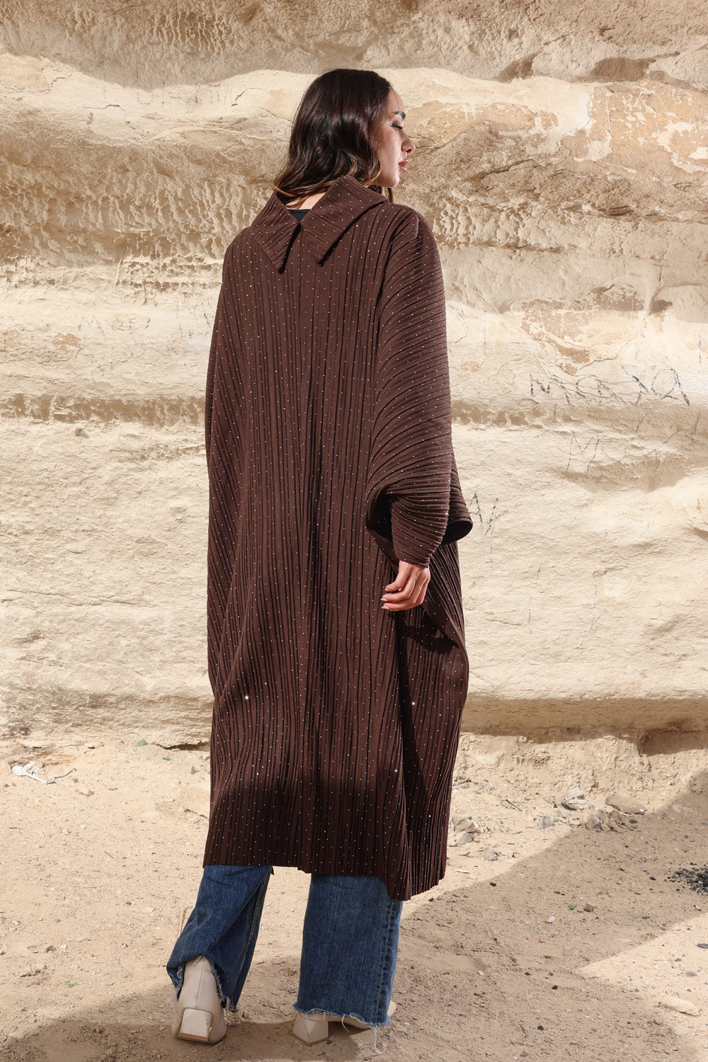 Rhinestones high-low poncho