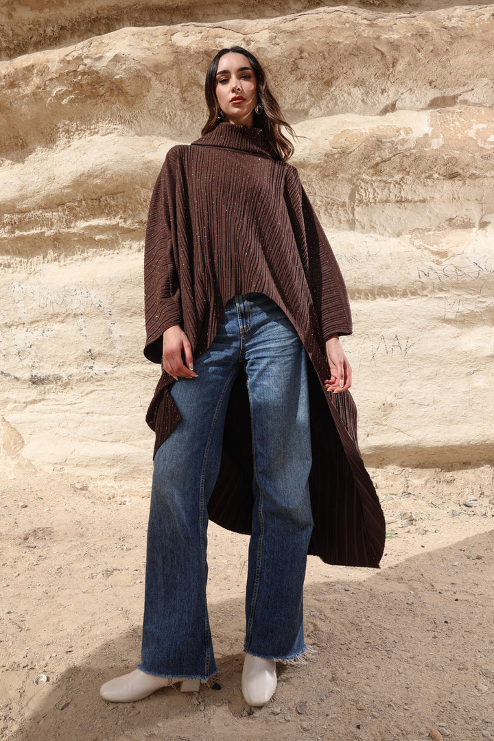 Rhinestones high-low poncho