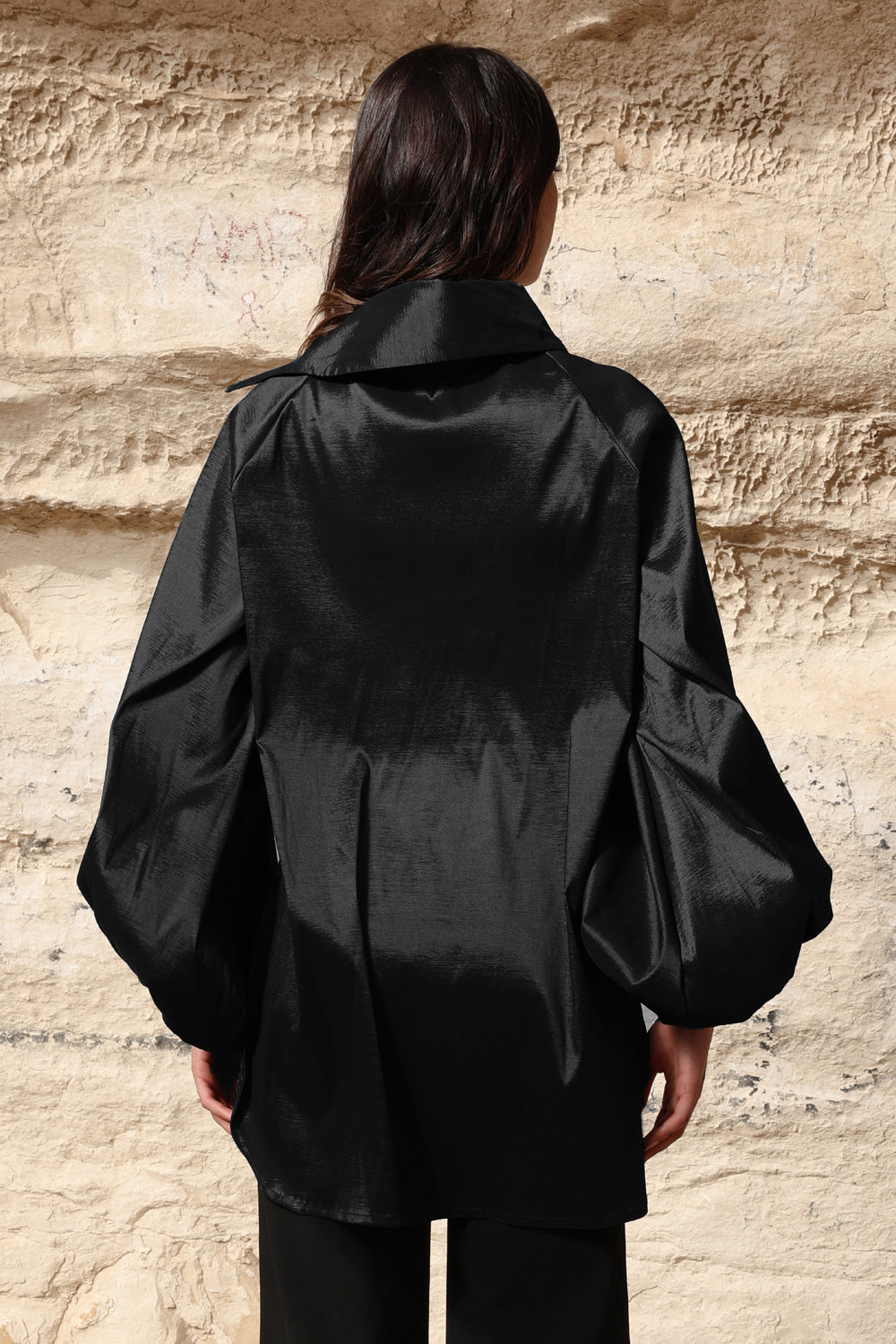 Side Collar Taffeta Top