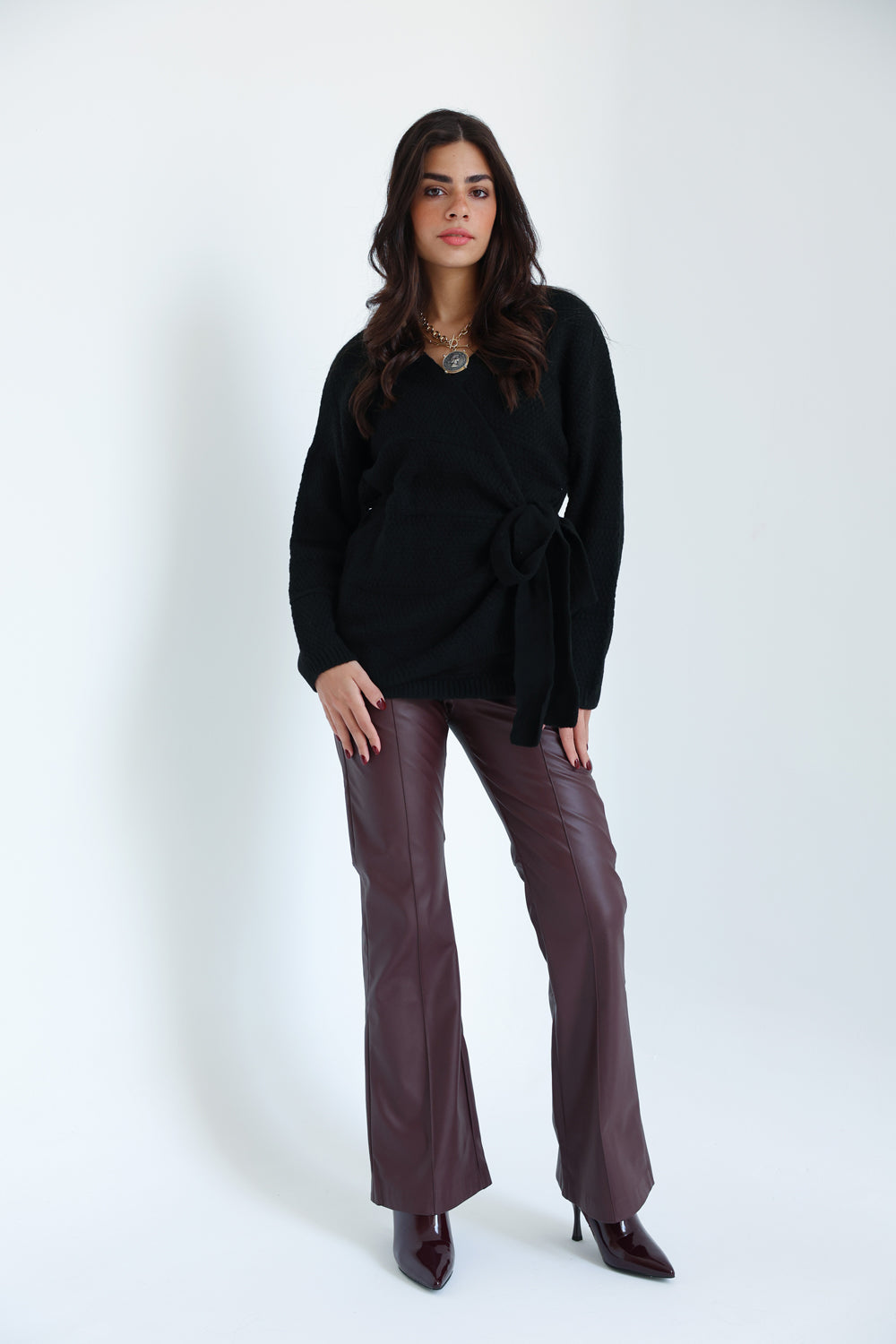 The Knitted Wrap Top - Black