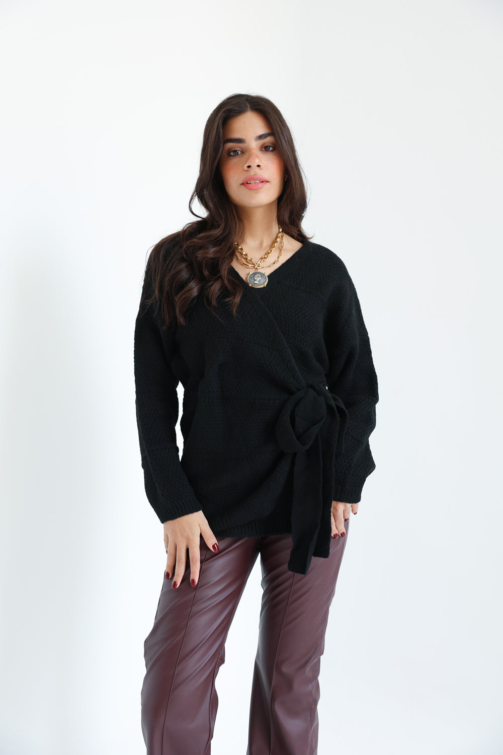 The Knitted Wrap Top - Black