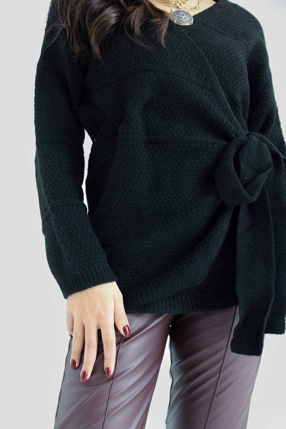 The Knitted Wrap Top - Black