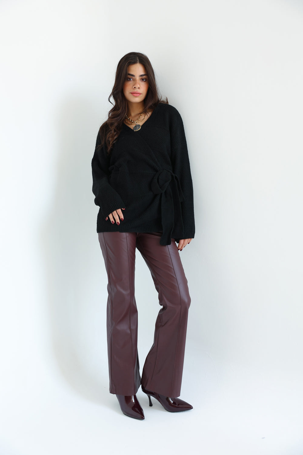 The Knitted Wrap Top - Black