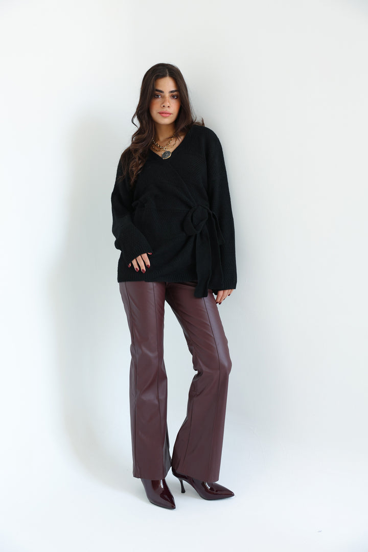 The Knitted Wrap Top - Black